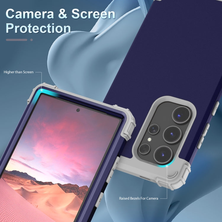 For Samsung Galaxy S24 Ultra 5G 3 in 1 Silicone Hybrid PC Shockproof Phone Case(Blue)