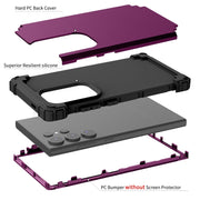 For Samsung Galaxy S24 Ultra 5G 3 in 1 Silicone Hybrid PC Shockproof Phone Case(Dark Purple)