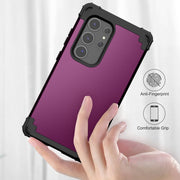 For Samsung Galaxy S24 Ultra 5G 3 in 1 Silicone Hybrid PC Shockproof Phone Case(Dark Purple)