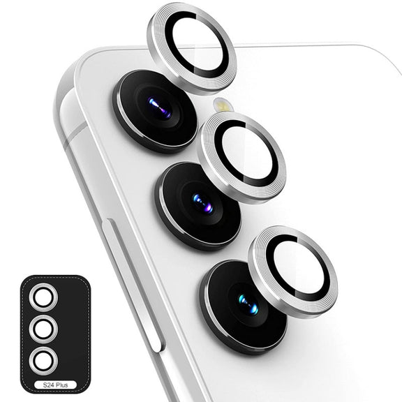 For Samsung Galaxy S24+ 5G ENKAY Hat-Prince 9H Rear Camera Lens Aluminium Alloy Tempered Glass Film(Silver)