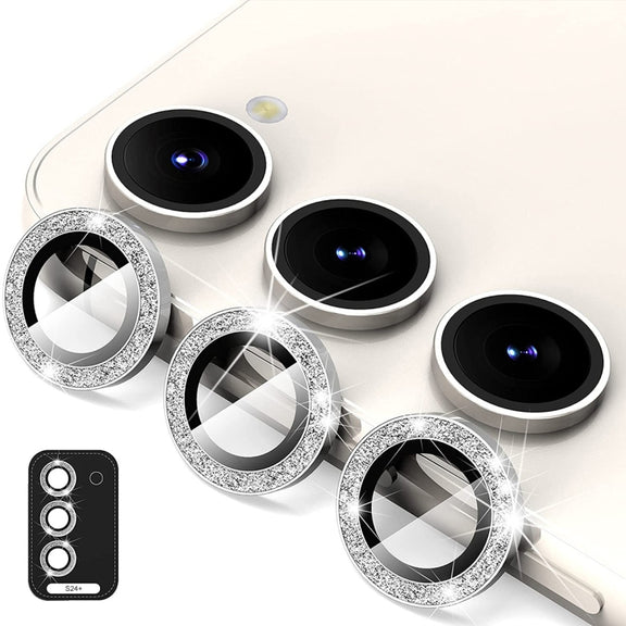 For Samsung Galaxy S24+ 5G ENKAY Hat-Prince 9H Rear Camera Lens Glitter Aluminium Alloy Tempered Glass Film(Silver)