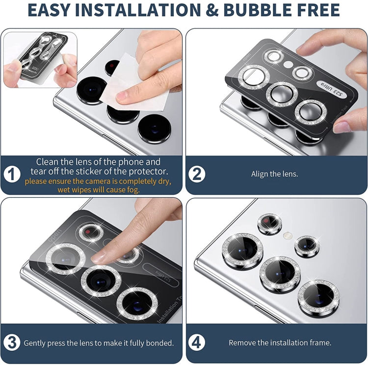 For Samsung Galaxy S24+ 5G ENKAY Hat-Prince 9H Rear Camera Lens Glitter Aluminium Alloy Tempered Glass Film(Silver) - free shipping - PMC Jewellery - Order now!