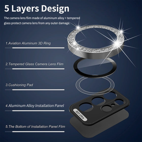 For Samsung Galaxy S24 5G ENKAY Hat-Prince 9H Rear Camera Lens Glitter Aluminium Alloy Tempered Glass Film(Colorful)