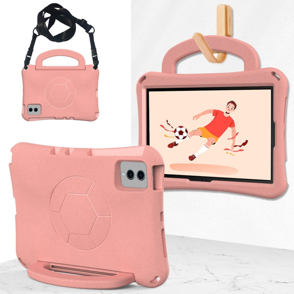 For Samsung Galaxy Tab S9 FE 11 X510 2023 Handle Football Shaped EVA Shockproof Tablet Case(Light Pink)