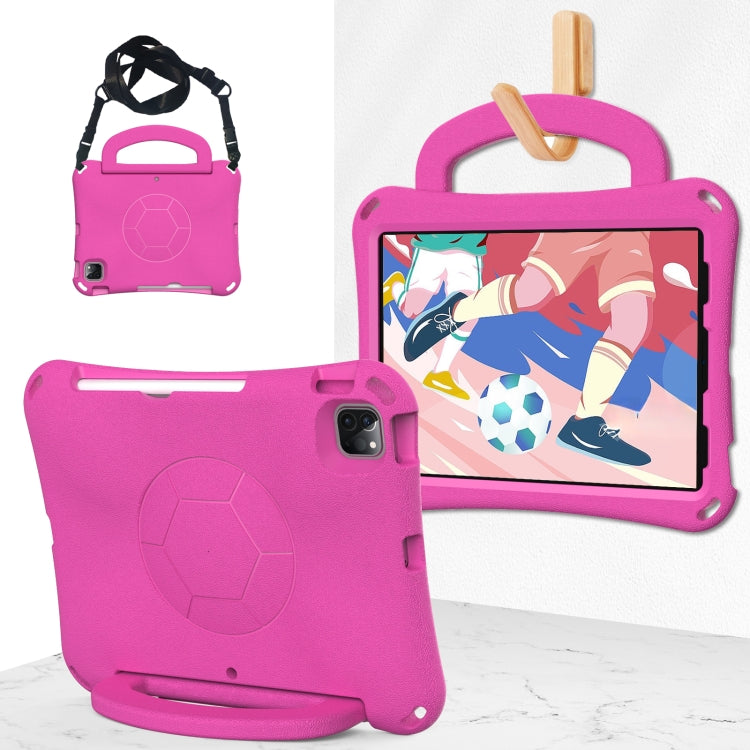 For iPad Air 11 2024 Handle Football Shaped EVA Shockproof Tablet Case(Rose Red) - iPad Air 11 2024 Cases by PMC TechLife | Online Shopping South Africa | PMC TechLife | Buy Now Pay Later Mobicred