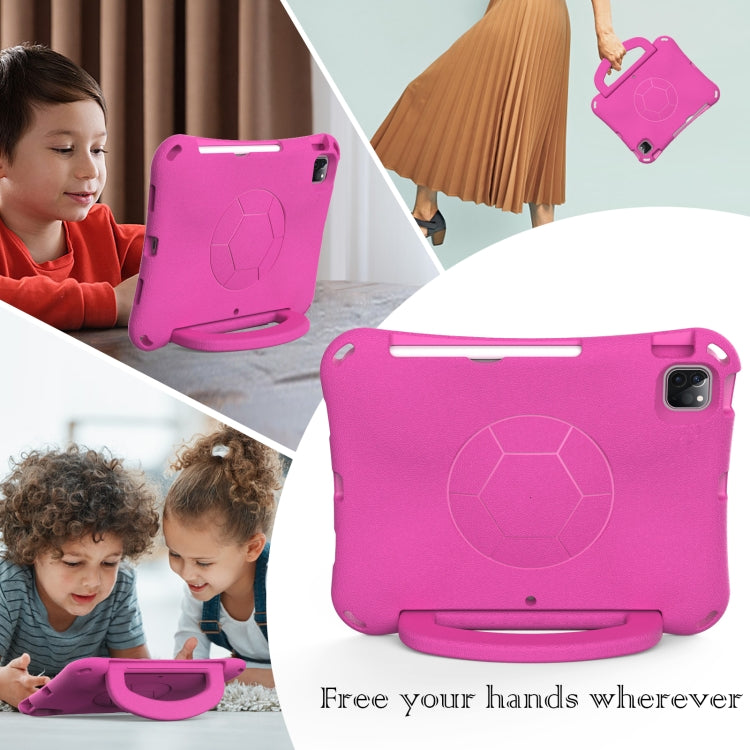 For iPad Pro 11 2024 Handle Football Shaped EVA Shockproof Tablet Case(Rose Red) - iPad Pro 11 2024 Cases by PMC TechLife | Online Shopping South Africa | PMC TechLife | Buy Now Pay Later Mobicred