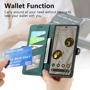 For Google Pixel 9 Geometric Zipper Wallet Side Buckle Leather Phone Case(Purple)