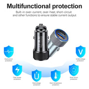 P19 Metal PD20W USB-C + QC18W USB Car Charger with Type-C to 8 Pin Date Cable(Black)