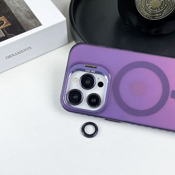 For iPhone 14 Pro Lens Holder MagSafe PC Hybrid TPU Phone Case(Green)