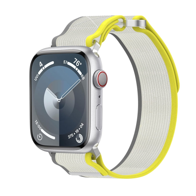 For Apple Watch Ultra 2 49mm Double Hook and Loop Faster Nylon Watch Band(Yellow + Beige) - Watch Bands by PMC TechLife | Online Shopping South Africa | PMC TechLife