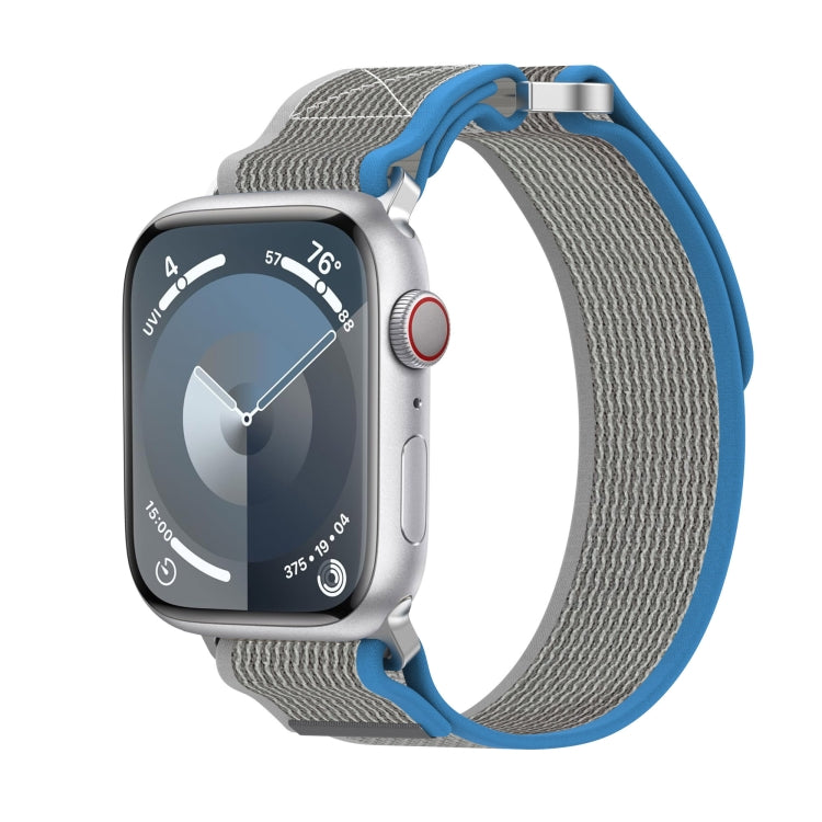 For Apple Watch SE 2023 40mm Double Hook and Loop Faster Nylon Watch Band(Blue+Grey) - free shipping - PMC TechLife - Order now!