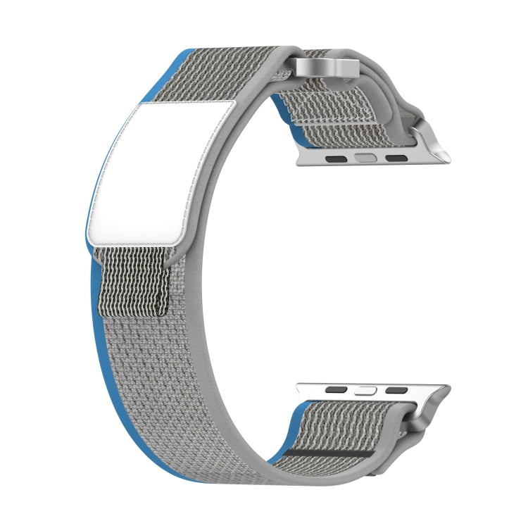 For Apple Watch SE 2023 40mm Double Hook and Loop Faster Nylon Watch Band(Blue+Grey)