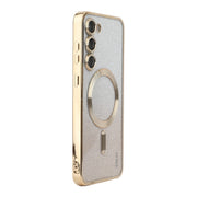 For Samsung Galaxy S24 5G ENKAY Hat-Prince Magnetic Glitter Plated TPU Phone Case with Lens Film(Golden)