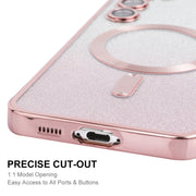 For Samsung Galaxy S24 5G ENKAY Hat-Prince Magnetic Glitter Plated TPU Phone Case with Lens Film(Golden)