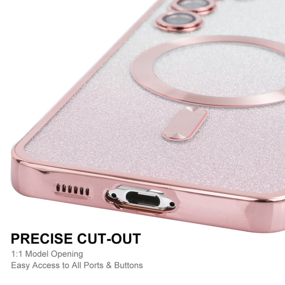 For Samsung Galaxy S24 5G ENKAY Hat-Prince Magnetic Glitter Plated TPU Phone Case with Lens Film(Blue)