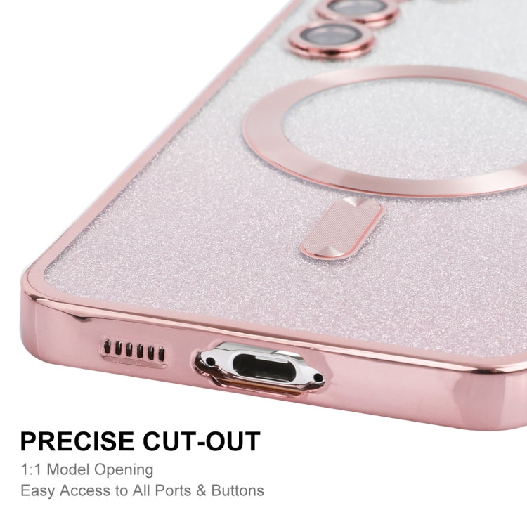 For Samsung Galaxy S24 5G ENKAY Hat-Prince Magnetic Glitter Plated TPU Phone Case with Lens Film(Blue)