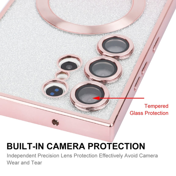 For Samsung Galaxy S25 Ultra 5G ENKAY Hat-Prince Magnetic Glitter Plated TPU Phone Case with Lens Film(Black)
