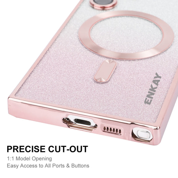For Samsung Galaxy S25 Ultra 5G ENKAY Hat-Prince Magnetic Glitter Plated TPU Phone Case with Lens Film(Black)