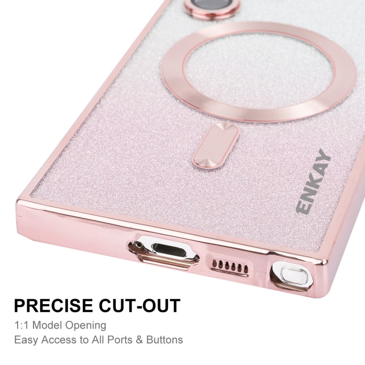 For Samsung Galaxy S25 Ultra 5G ENKAY Hat-Prince Magnetic Glitter Plated TPU Phone Case with Lens Film(Black)
