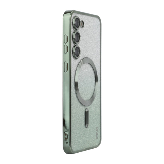 For Samsung Galaxy S25+ 5G ENKAY Hat-Prince Magnetic Glitter Plated TPU Phone Case with Lens Film(Green)