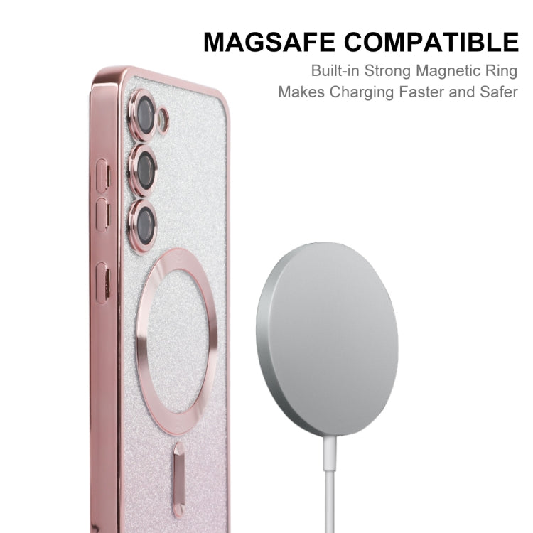 For Samsung Galaxy S25 5G ENKAY Hat-Prince Magnetic Glitter Plated TPU Phone Case with Lens Film(Pink) - Galaxy S25 5G Cases by ENKAY | Online Shopping South Africa | PMC Jewellery | Buy Now Pay Later Mobicred