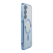 For Samsung Galaxy S25 5G ENKAY Hat-Prince Magnetic Glitter Plated TPU Phone Case with Lens Film(Blue)