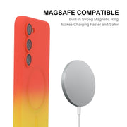 For Samsung Galaxy S23 5G ENKAY Hat-Prince MagSafe Rainbow Gradient Silicone Phone Case with Lens Film(Green Blue)