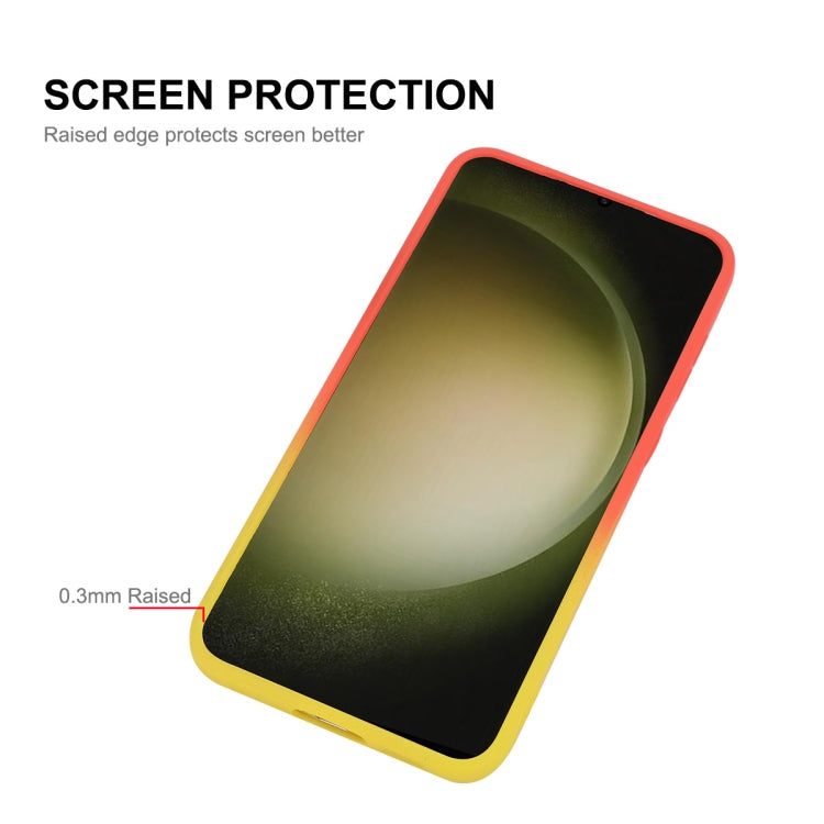 For Samsung Galaxy S23 5G ENKAY Hat-Prince MagSafe Rainbow Gradient Silicone Phone Case with Lens Film(Green Blue)
