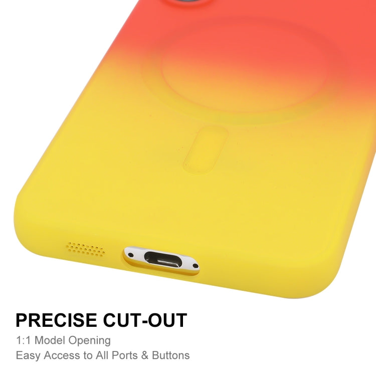 For Samsung Galaxy S23 5G ENKAY Hat-Prince MagSafe Rainbow Gradient Silicone Phone Case with Lens Film(Green Blue)