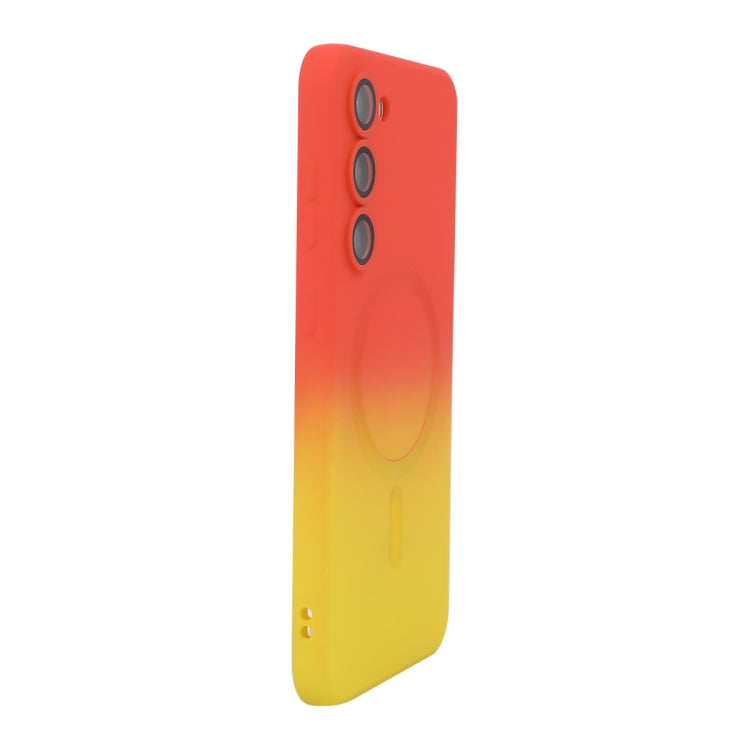 For Samsung Galaxy S23+ 5G ENKAY Hat-Prince MagSafe Rainbow Gradient Silicone Phone Case with Lens Film(Orange Yellow) - Galaxy S23+ 5G Cases by ENKAY | Online Shopping South Africa | PMC TechLife | Buy Now Pay Later Mobicred