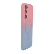 For Samsung Galaxy S23+ 5G ENKAY Hat-Prince MagSafe Rainbow Gradient Silicone Phone Case with Lens Film(Pink Blue)