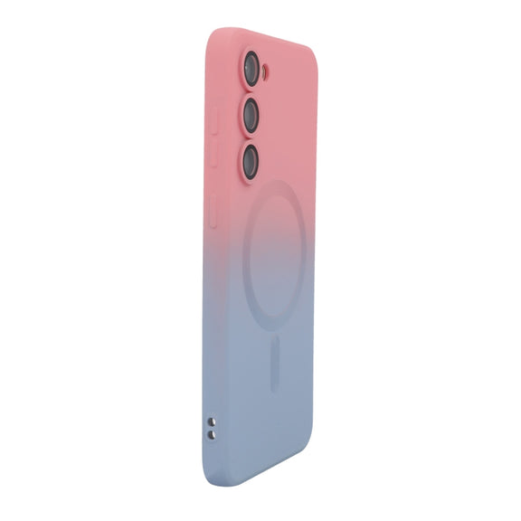 For Samsung Galaxy S23+ 5G ENKAY Hat-Prince MagSafe Rainbow Gradient Silicone Phone Case with Lens Film(Pink Blue)
