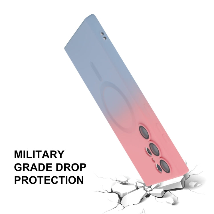 For Samsung Galaxy S23 Ultra 5G ENKAY Hat-Prince MagSafe Rainbow Gradient Silicone Phone Case with Lens Film(Pink Blue) - Galaxy S23 Ultra 5G Cases by ENKAY | Online Shopping South Africa | PMC TechLife | Buy Now Pay Later Mobicred
