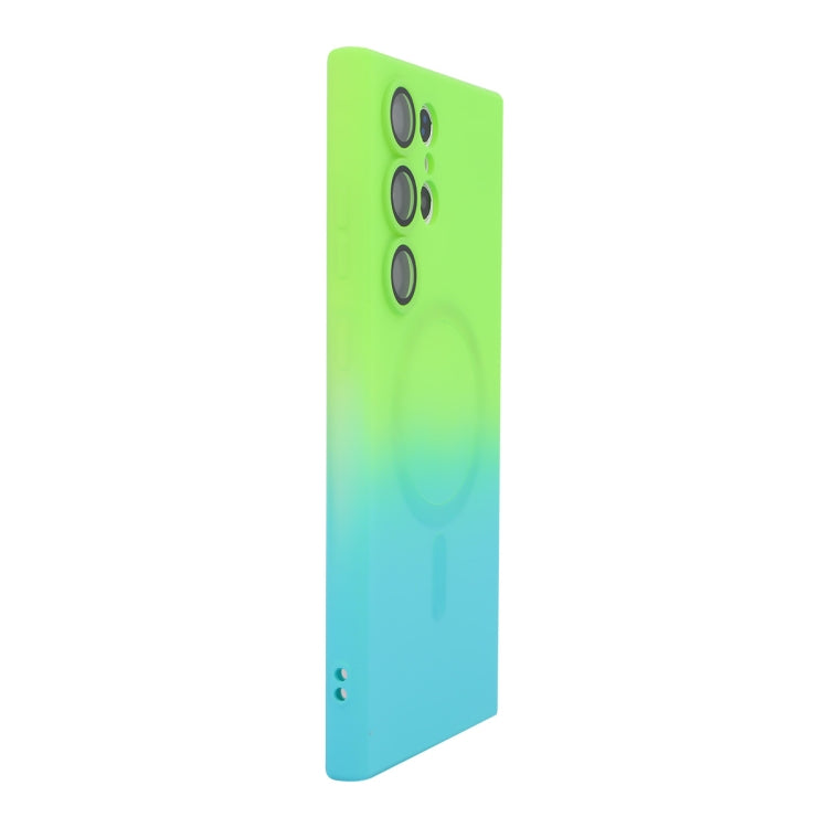 For Samsung Galaxy S24 Ultra 5G ENKAY Hat-Prince MagSafe Rainbow Gradient Silicone Phone Case with Lens Film(Green Blue) - free shipping - PMC TechLife - Order now!