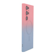 For Samsung Galaxy S25 Ultra 5G ENKAY Hat-Prince MagSafe Rainbow Gradient Silicone Phone Case with Lens Film(Pink Blue)