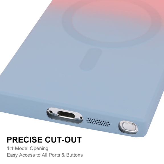 For Samsung Galaxy S25 Ultra 5G ENKAY Hat-Prince MagSafe Rainbow Gradient Silicone Phone Case with Lens Film(Pink Blue)