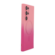 For Samsung Galaxy S25 Ultra 5G ENKAY Hat-Prince MagSafe Rainbow Gradient Silicone Phone Case with Lens Film(Pink Rose)