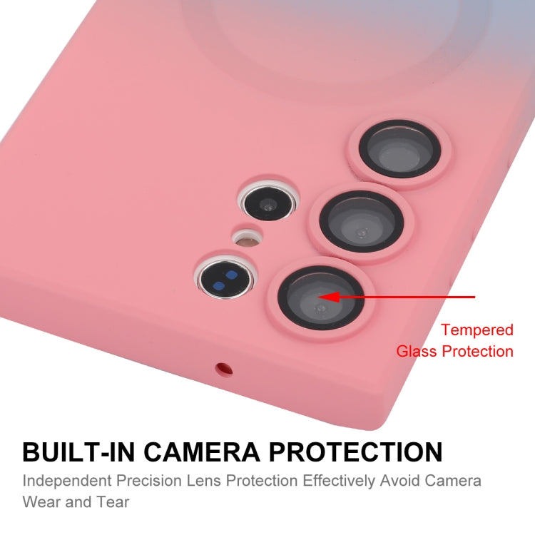 For Samsung Galaxy S25 Ultra 5G ENKAY Hat-Prince MagSafe Rainbow Gradient Silicone Phone Case with Lens Film(Pink Rose)