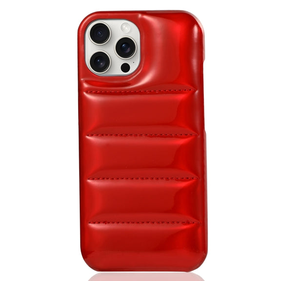 For iPhone 15 Pro Laser Aurora Down Jacket All-inclusive Phone Case(Red)