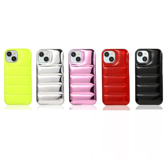For iPhone 15 Pro Laser Aurora Down Jacket All-inclusive Phone Case(Red)
