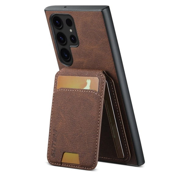 For Samsung Galaxy S24 Ultra 5G Suteni H02 Litchi Leather Card Wallet Stand Back Phone Case(Brown)