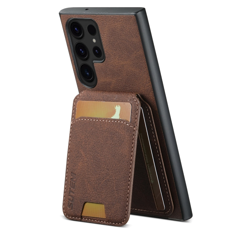 For Samsung Galaxy S24 Ultra 5G Suteni H02 Litchi Leather Card Wallet Stand Back Phone Case(Brown)