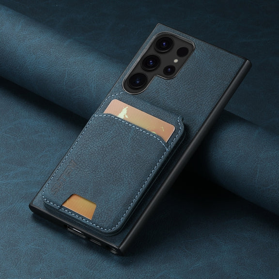 For Samsung Galaxy S24 Ultra 5G Suteni H02 Litchi Leather Card Wallet Stand Back Phone Case(Blue)
