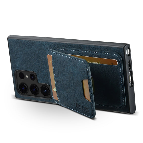 For Samsung Galaxy S24 Ultra 5G Suteni H02 Litchi Leather Card Wallet Stand Back Phone Case(Blue)