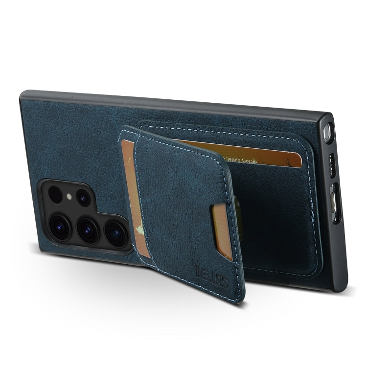 For Samsung Galaxy S24 Ultra 5G Suteni H02 Litchi Leather Card Wallet Stand Back Phone Case(Blue)
