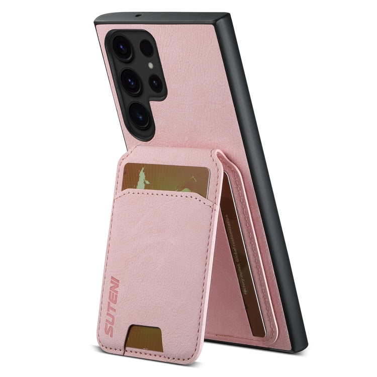 For Samsung Galaxy S24 Ultra 5G Suteni H02 Litchi Leather Card Wallet Stand Back Phone Case(Pink)