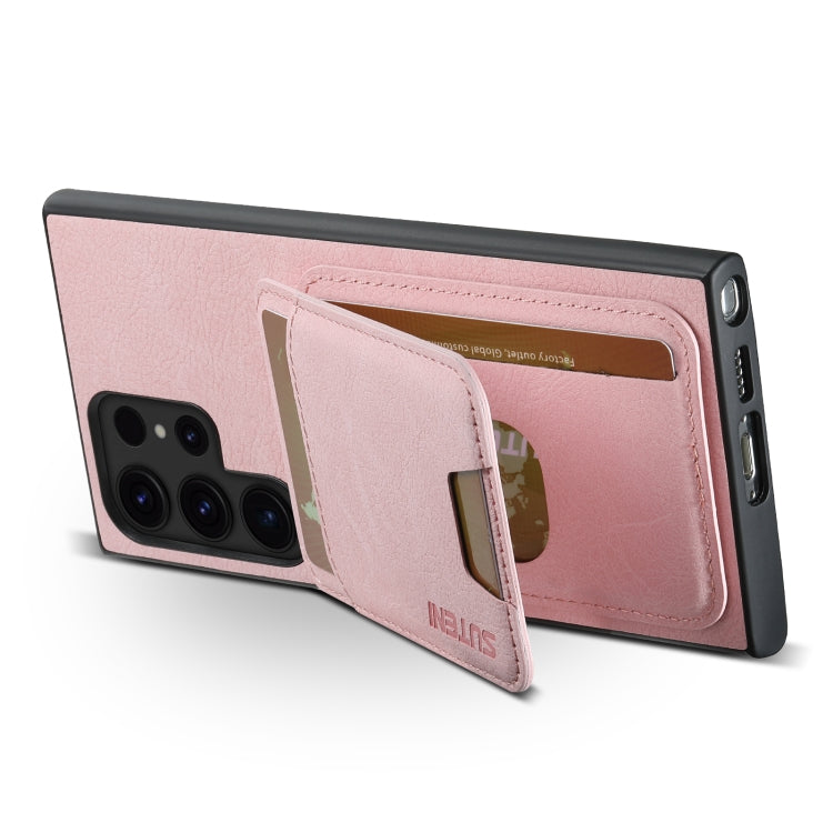 For Samsung Galaxy S24 Ultra 5G Suteni H02 Litchi Leather Card Wallet Stand Back Phone Case(Pink)