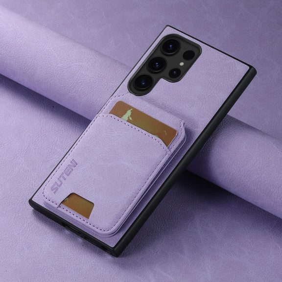 For Samsung Galaxy S24 Ultra 5G Suteni H02 Litchi Leather Card Wallet Stand Back Phone Case(Purple)