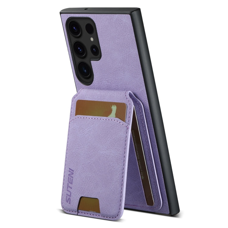 For Samsung Galaxy S24 Ultra 5G Suteni H02 Litchi Leather Card Wallet Stand Back Phone Case(Purple)
