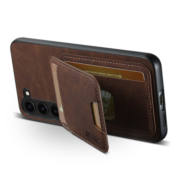 For Samsung Galaxy S24+ 5G Suteni H02 Litchi Leather Card Wallet Stand Back Phone Case(Brown)